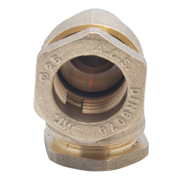 RAIN - Raccord laiton compression coudé d25 ply - large