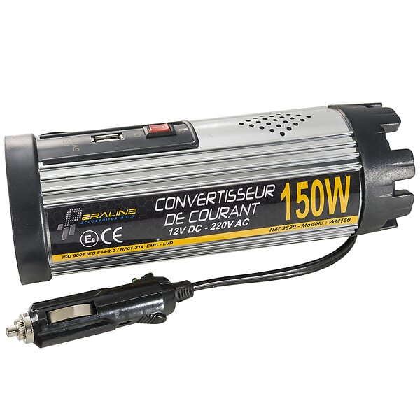 PERALINE - Convertisseur 150w 12v-220v plus1 prise usb - large