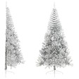 VIDAXL - vidaXL Demi sapin de Noël artificiel avec support argenté 210 cm PET - vignette