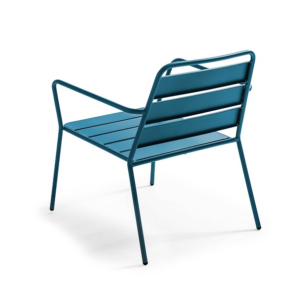 OVIALA - Fauteuil bas de jardin en métal bleu pacific - Palavas - large