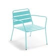 OVIALA - Fauteuil bas de jardin en métal bleu turquoise - Palavas - vignette