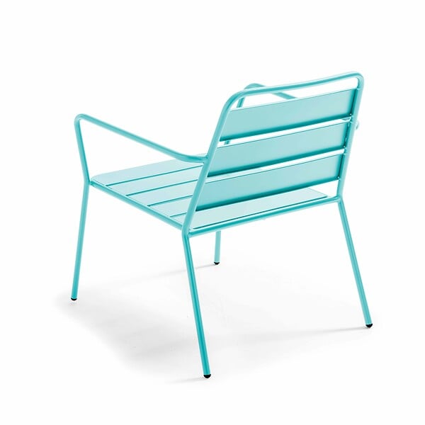 OVIALA - Fauteuil bas de jardin en métal bleu turquoise - Palavas - large