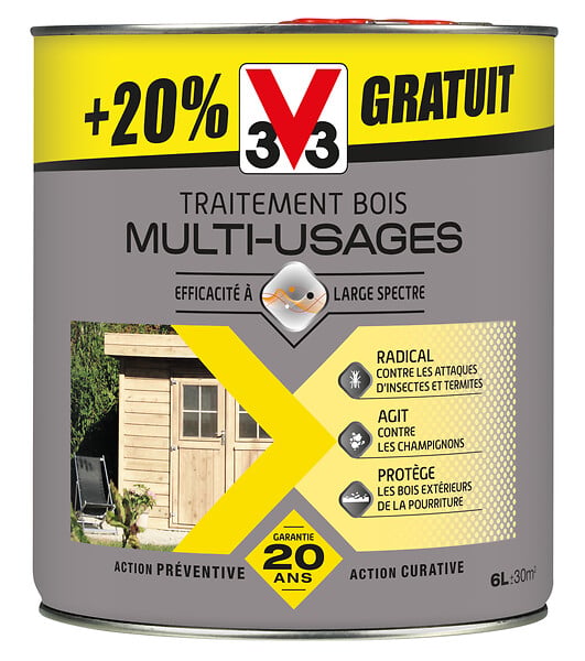 V33 BOIS - Traitement multi-usages 6 litres - large
