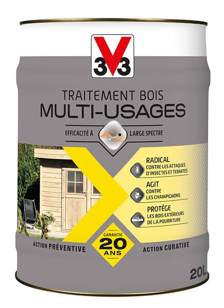 V33 BOIS - Traitement bois multi-usage - 20L - large