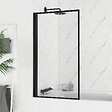 AURLANE - Pare baignoire rabattable 80x140cm - Finition Noir Mat - DARK CONTOURING SCREEN - vignette