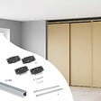 EMUCA - Kit de ferrures pour Flow2 2 portes coulissantes et armoire à fermeture souple avec rails encastrés 2,35m, panneaux non inclus, Anodisé mat - vignette