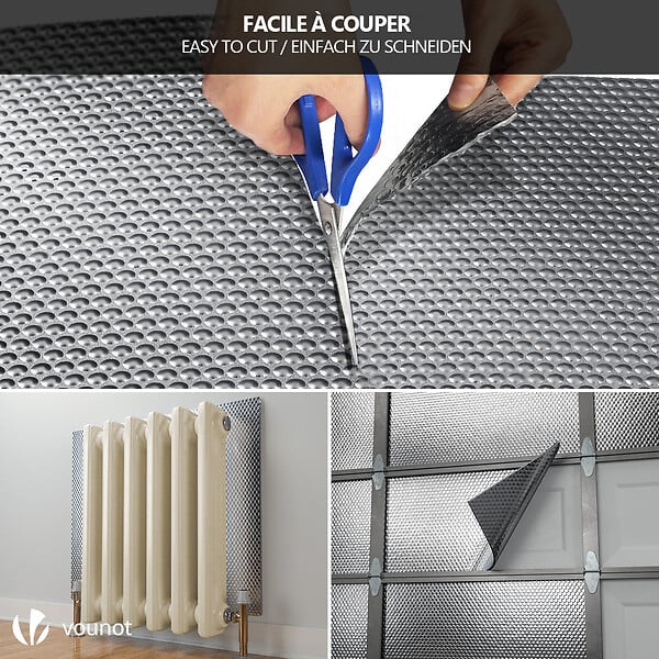 VOUNOT - Isolant thermique a bulle double couche aluminium radiateur reflecteur 0.6x20m - large