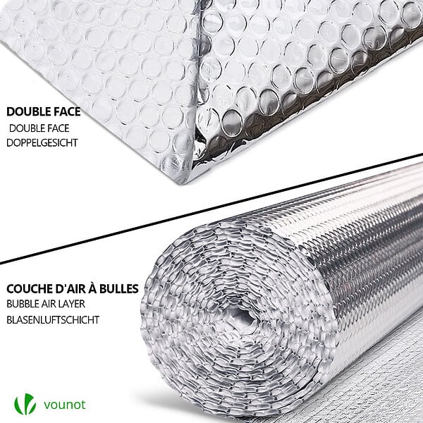 VOUNOT - Isolant thermique a bulle double couche aluminium radiateur reflecteur 1x10m - large