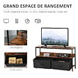 HOMCOM - Meuble TV bas sur pieds style industriel 2 tiroirs en tissu gris MDF marron rustique et metal noir - vignette
