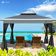 VOUNOT - Tonnelle de jardin exterieure pliable avec moustiquaire 3.6x3.6m gris - vignette