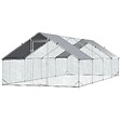 PAWHUT - Enclos poulailler chenil 24 m² - parc grillagé dim. 8L x 3l x 2H m - double espace couvert - acier galvanisé - vignette