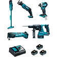 MAKITA - Pack 5 outils 18V (DTD154 + DJR183 + DHR243 + DTM51 + DCL180) + 3 batteries 5Ah + chargeur + coffret MAKPAC - MAKITA - DLX5045TJ - vignette