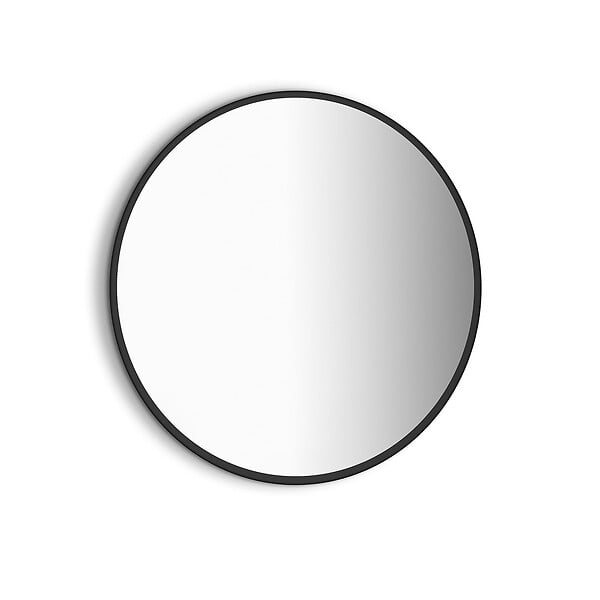 EMUCA - Miroir Zeus avec éclairage décoratif à LED et cadre noir, diamètre 80 cm, AC 230V 50Hz, 12 W, Aluminium et Verre - large