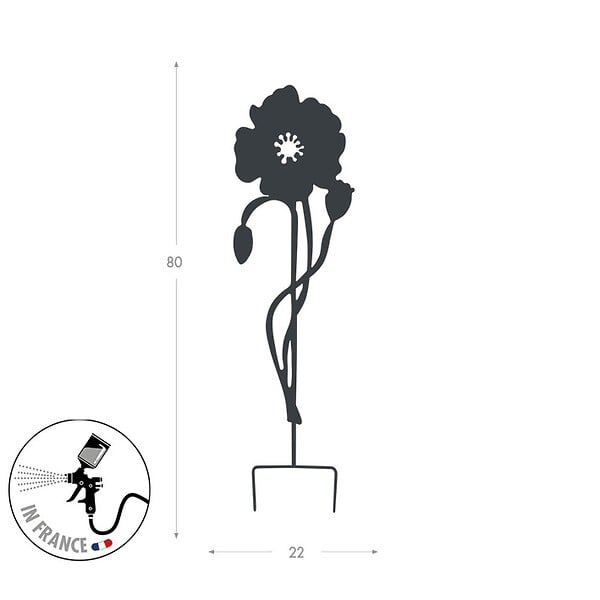 CENTRALE BRICO - Déco en métal à planter Coquelicot - 22x70 cm - anthracite - large