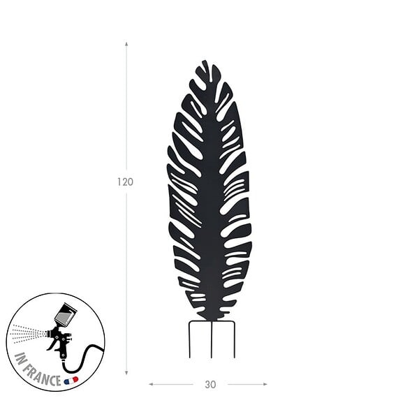 CENTRALE BRICO - Déco en métal à planter Feuille - 30x100 cm - anthracite - large