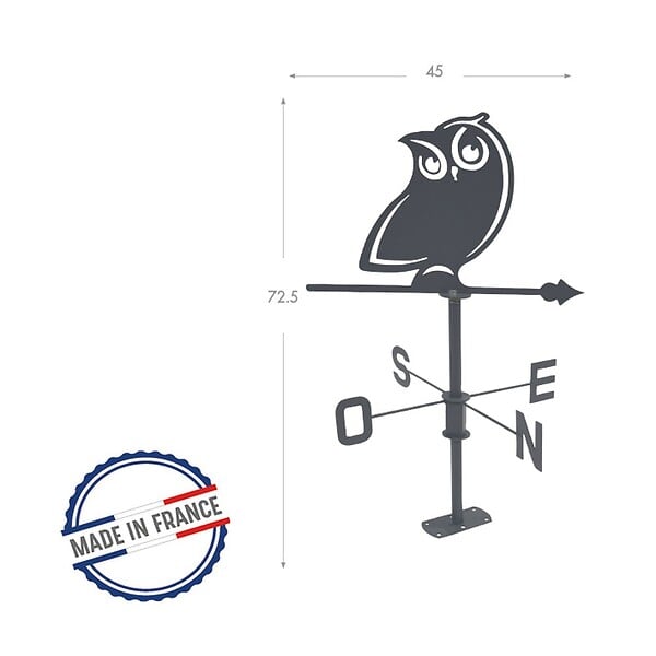 CENTRALE BRICO - Girouette Hibou - 45x72,5 cm - anthracite - large