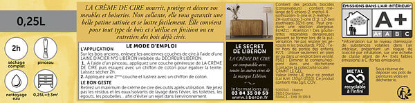 LIBERON - La Crème de cire pâte incolore 0,25 L - large