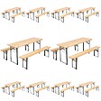 OVIALA - Ensemble Brasserie Table et bancs bois 180 cm - Lot de 10 - Munich - vignette