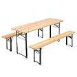 OVIALA - Ensemble Brasserie Table et bancs bois 180 cm - Lot de 10 - Munich - vignette