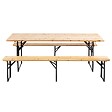 OVIALA - Ensemble brasserie table et bancs de jardin en bois 220 cm - Munich - vignette