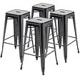 OVIALA - Lot de 4 tabourets de bar en acier noir mat - Indus - vignette