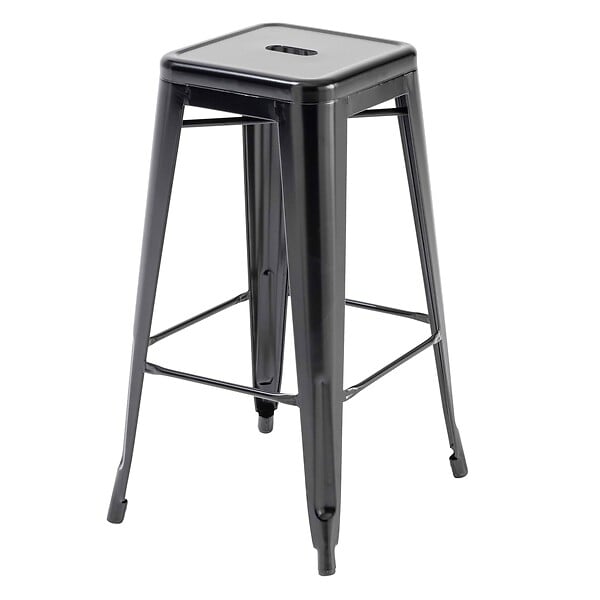 OVIALA - Lot de 4 tabourets de bar en acier noir mat - Indus - large