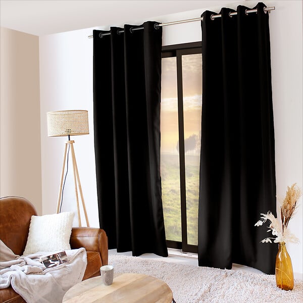 C MA DECO - Rideau thermique, microfibre doublée d'une polaire, 8  o eillets - large