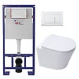 SWISS AQUA TECHNOLOGIES - Swiss Aqua Technologies Pack WC bâti-autoportant + WC SAT sans bride + Abattant SoftClose + Plaque blanche (SMART-Infinitio-M270) - vignette
