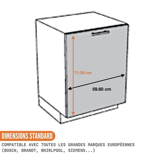 CUISINEANDCIE - Cuisineandcie - Façade pour lave-vaisselle tout intégrable Eco Gris Brillant L 60 cm - large