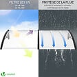 VOUNOT - Auvent de porte marquise 200x80 cm transparent en Polycarbonate anti UV Noir - vignette