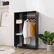 HOMCOM - Armoire penderie armoire de rangement mobile panneaux de particules noir - vignette