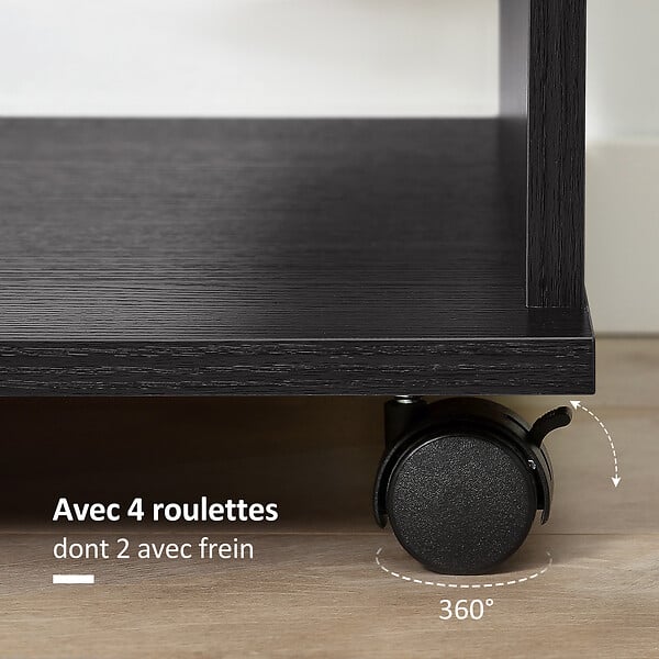 HOMCOM - Armoire penderie armoire de rangement mobile panneaux de particules noir - large