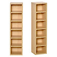 HOMCOM - Lot de 2 étagères colonnes armoire de rangement CD-DVD 6 + 6 compartiments dim. 21L x 19l x 88H cm capacité max. 204 CD coloris hêtre - vignette