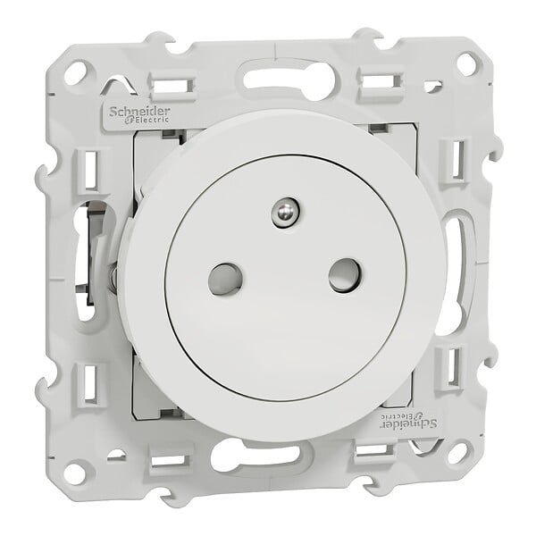 SCHNEIDER ELECTRIC - Prise de courant affleurant avec terre 16A griffes montées Blc Odace - large