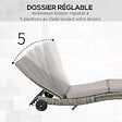 OUTSUNNY - Bain de soleil transat grand confort - dossier inclinable 5 positions roulettes - matelas déhoussable inclus - résine tressée grise - vignette