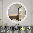 AICA SANITAIRE - Miroir de salle de bain rond LED 60cm 3 couleurs tactile + anti-buée + dimmable + fonction mémoire - vignette