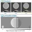 AICA SANITAIRE - Miroir de salle de bain rond LED 60cm 3 couleurs tactile + anti-buée + dimmable + fonction mémoire - vignette