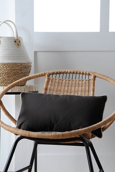 LOVELY - Duo coussin 30x50 noir/lin - large