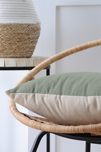 LOVELY - Duo coussin 50x50 vert/lin - large
