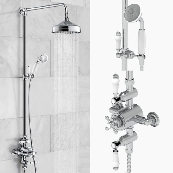 ROGIER & MOTHES - Ensemble de douche thermostatique rétro HELEN 2 sorties - large