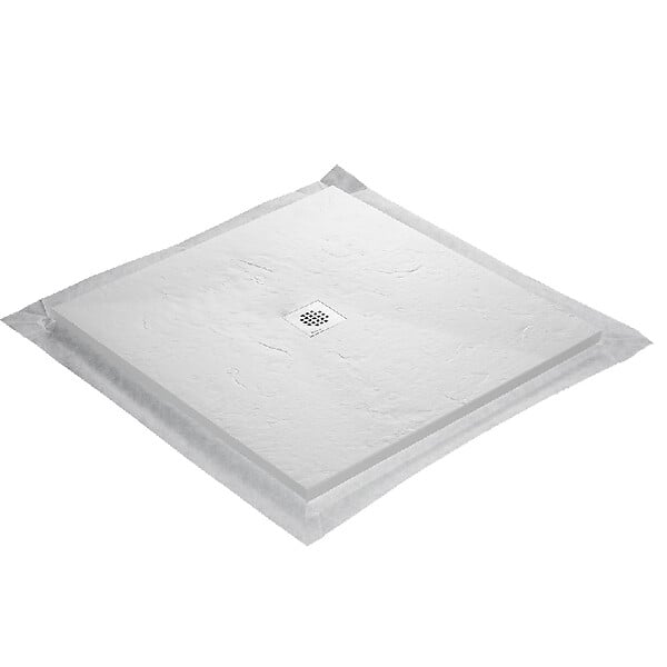 U-TILE - Receveur de douche blanc 90 x 90 cm en résine aspect ardoise - grille carrée - large
