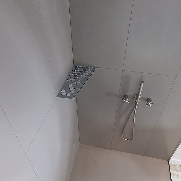 U-TILE - Tablette d'angle douche  Gris ardoise Nid d'abeilles - rectangle - large