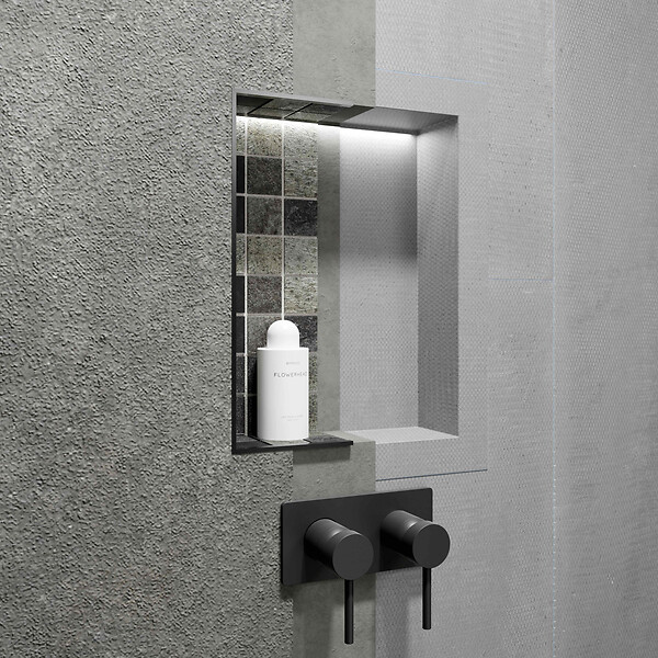 MARMOX - Duo de niches à carreler étanche - Format intérieur U-Tile 5,5 cm de profondeur - large
