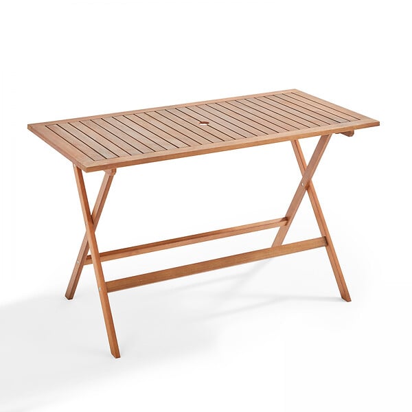 OVIALA - Table de terrasse et 4 chaises pliantes en bois - Sete - large