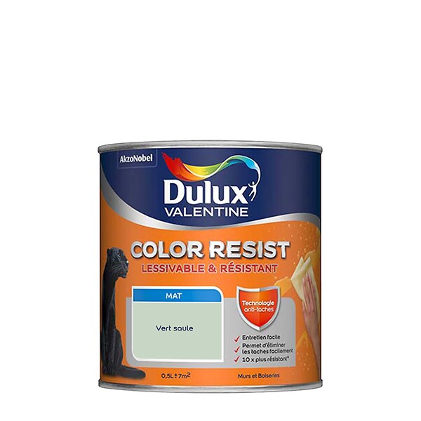 DULUX VALENTINE - Peinture Color Resist - Vert Saule - Mur et boiserie - 0,5L - large