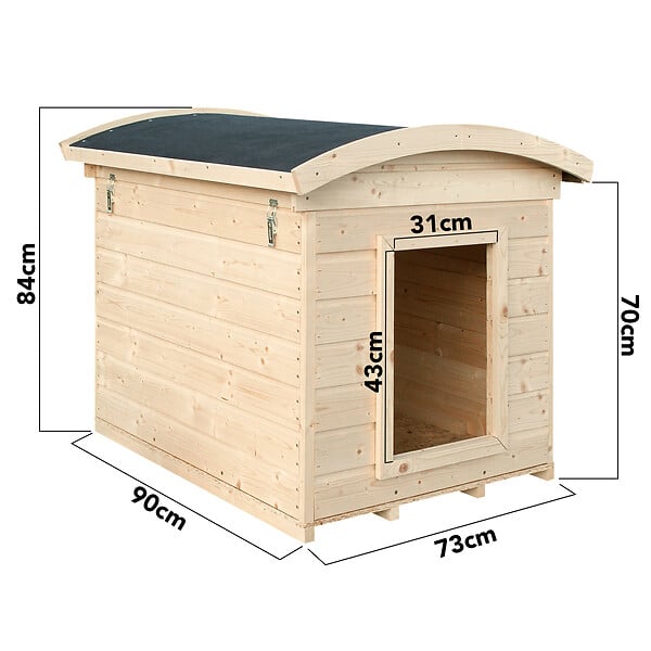 TIMBELA - Niche pour Chien Exterieur en Bois - Maison Chien de Petit Race, Toit étanche, 87 x 102 x H85 cm, Taille S - Cabane Chien TIMBELA M405-1 - large