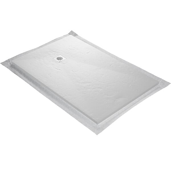 U-TILE - Receveur de douche blanc 140 x 90 cm ultra léger en résine aspect ardoise - grille carrée - large