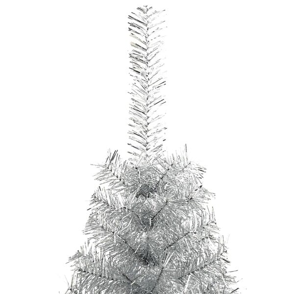VIDAXL - vidaXL Demi sapin de Noël artificiel avec support argenté 210 cm PET - large