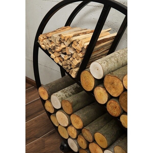 COOK KING - Range-bûches rond DIEGO en acier noir Ø 80 cm - large
