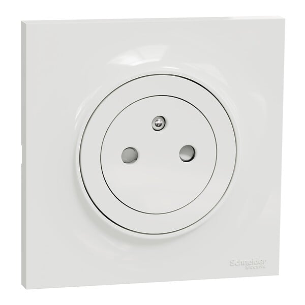 SCHNEIDER ELECTRIC - Odace Prise 2P+T affleurante Complète plaque et griffes Blanc - large